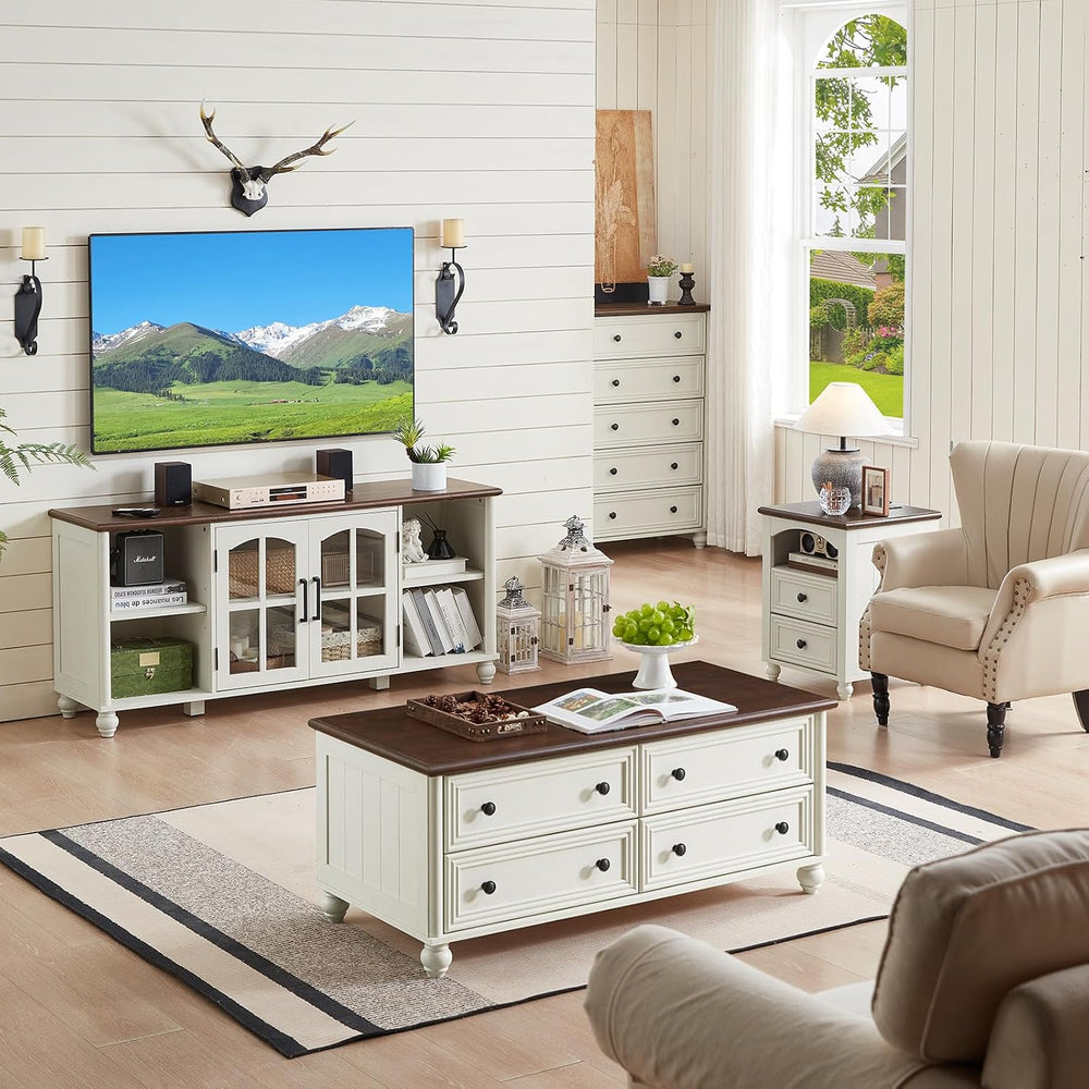 RWYHG Farmhouse TV Stand for 60 in TV, Entertainment Center for Living Room |...