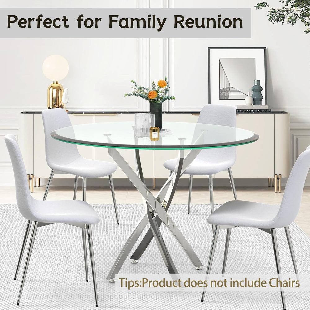 AF ARTISAN FURNITURE 36" Round Glass Dining Table Set for 4, 5-Piece Mod...