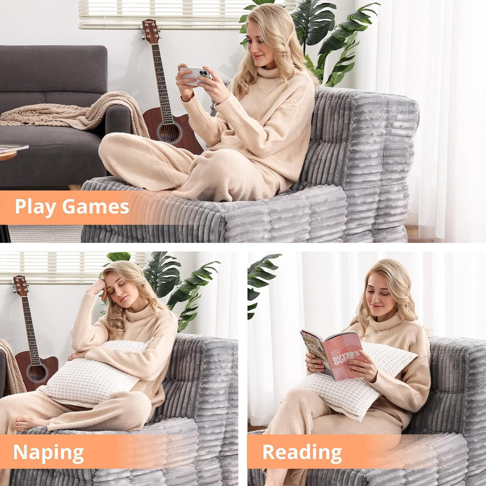 Hybrid Bean Bag Beanbag Chair for Adults Fireside Floor Togo Sofa with High D...