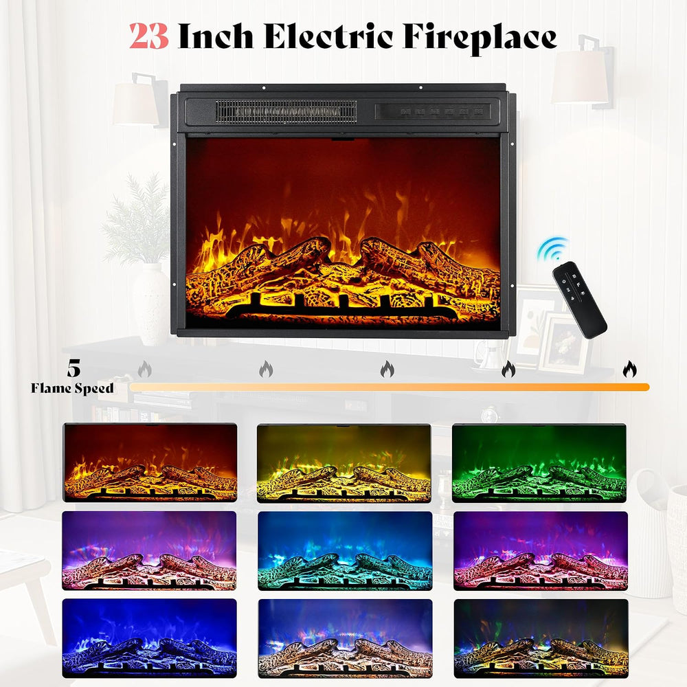AMERLIFE 70" Fireplace TV Stand with 23" Electric Fireplace for 80&...