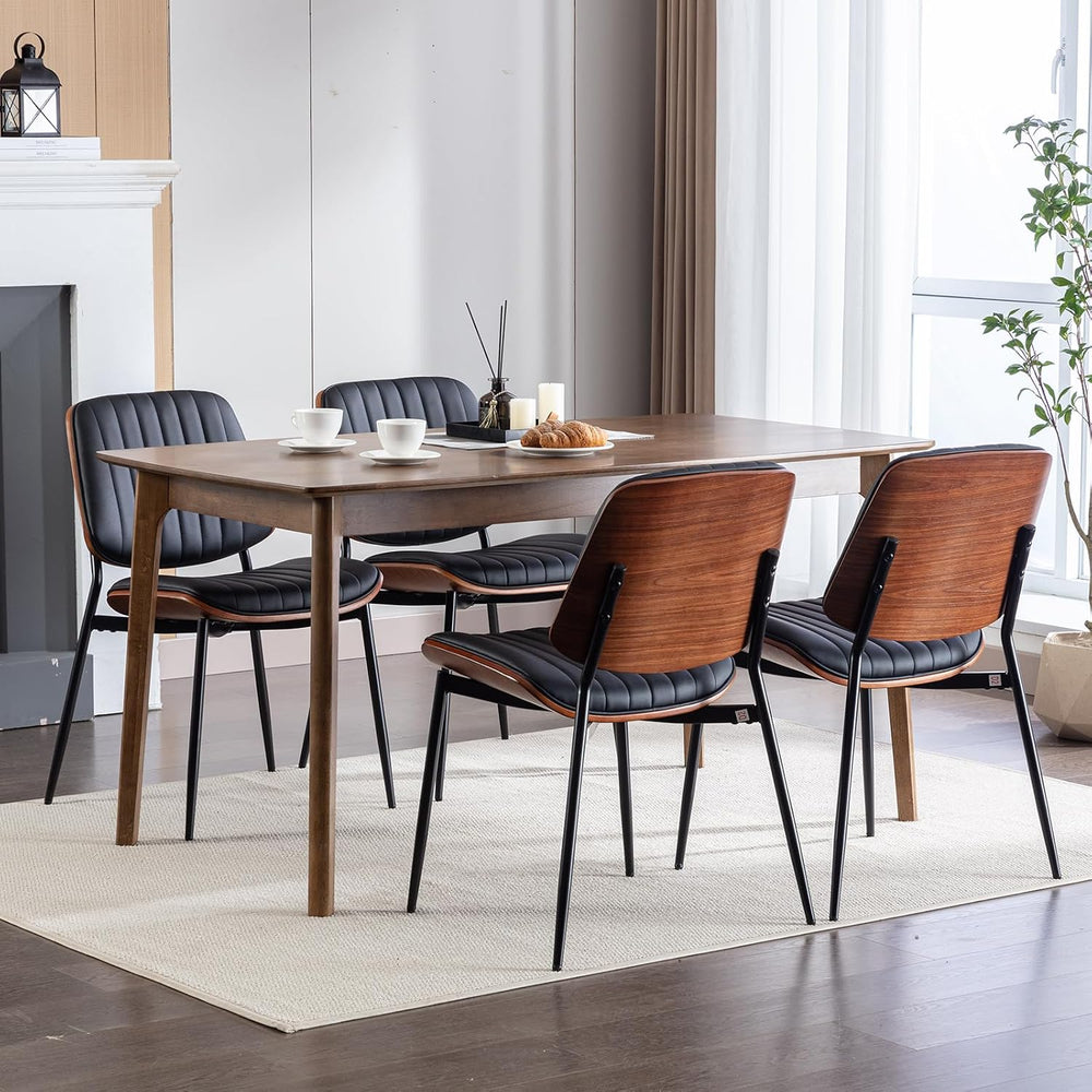 ODUSE-DAILY Mid Century Modern Dining Chairs Set of 8, Black Kitchen & Di...
