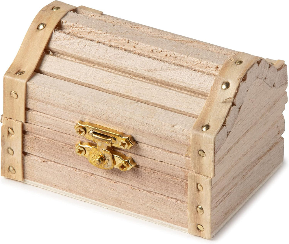 Make Market 3.5” Unfinished Wood Treasure Chest - Ready-to-Decorate Wood Box ...