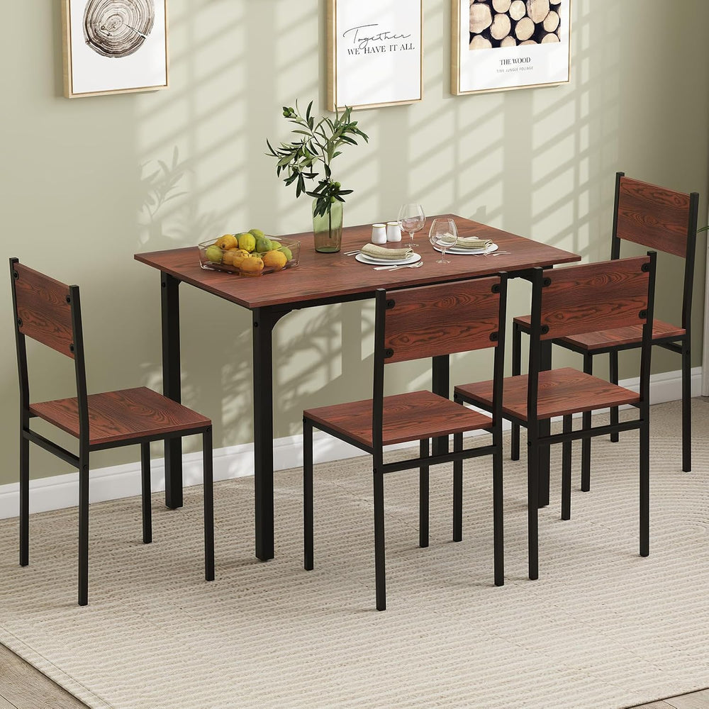GOFLAME 5-Piece Dining Table Set, Industrial Kitchen Table and Chairs for 4 w...