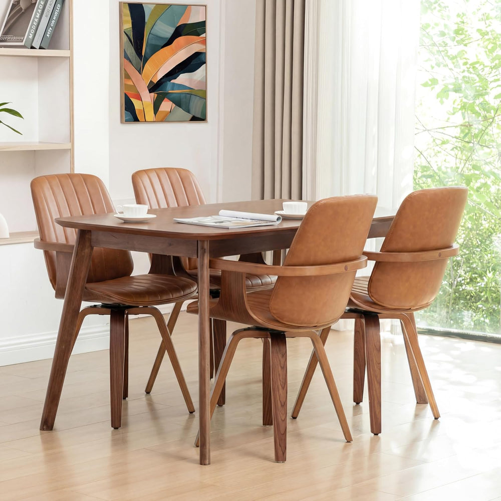 Walnut Dining Chairs, Mid Century Modern Leather Swivel Desk Chairs Walnut | ...