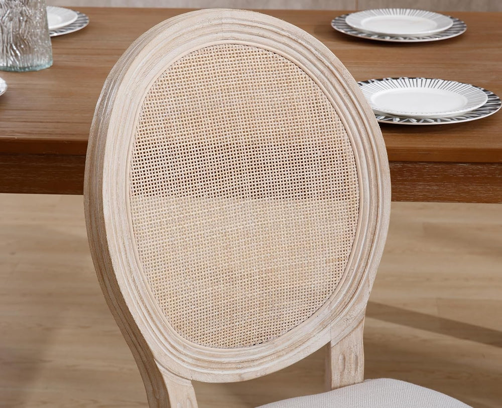 chairus Farmhouse Dining Chairs Set of 2, Round Rattan Back French Country Di...