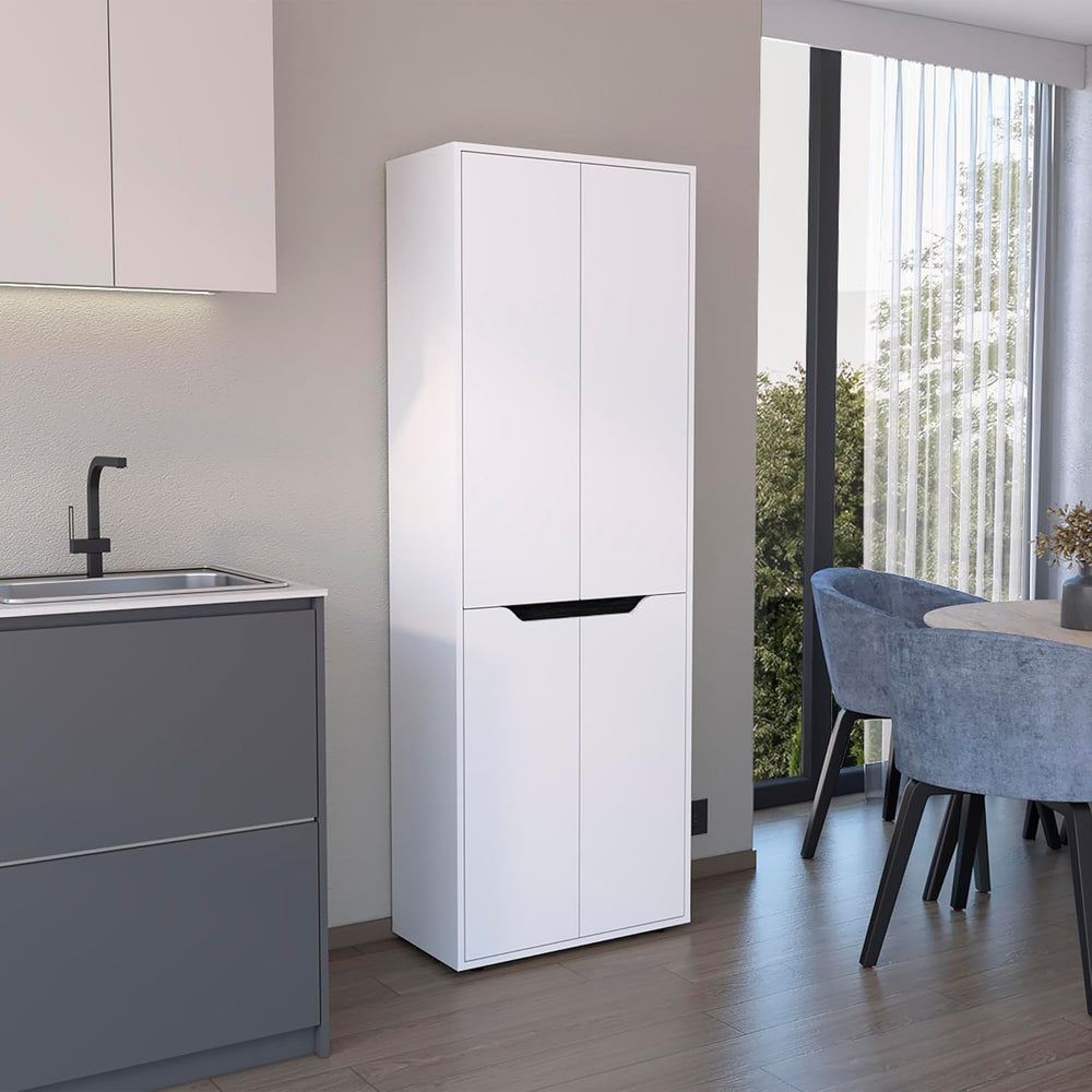 4-Door Kitchen Pantry Organizer Cabinet, Wooden Cupboard Credenza Bufffet Ser...