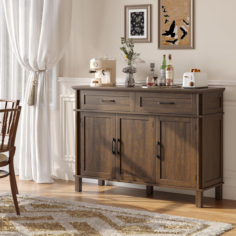 48 Inch Sideboard Buffet Cabinet with Storage, Farmhouse Coffee Bar Cabinet w...