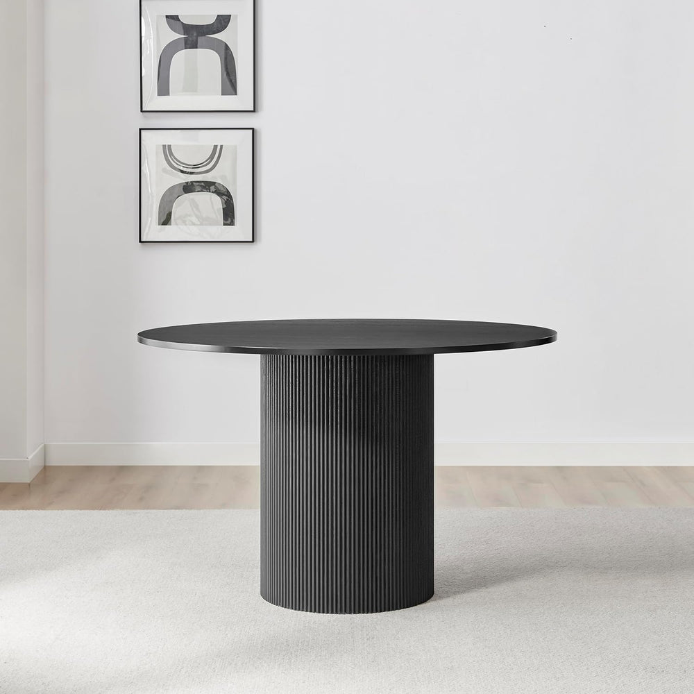 Furniturebox UK Dining Table - 'Penrose' Black 120cm 4-6 Seat Round W...