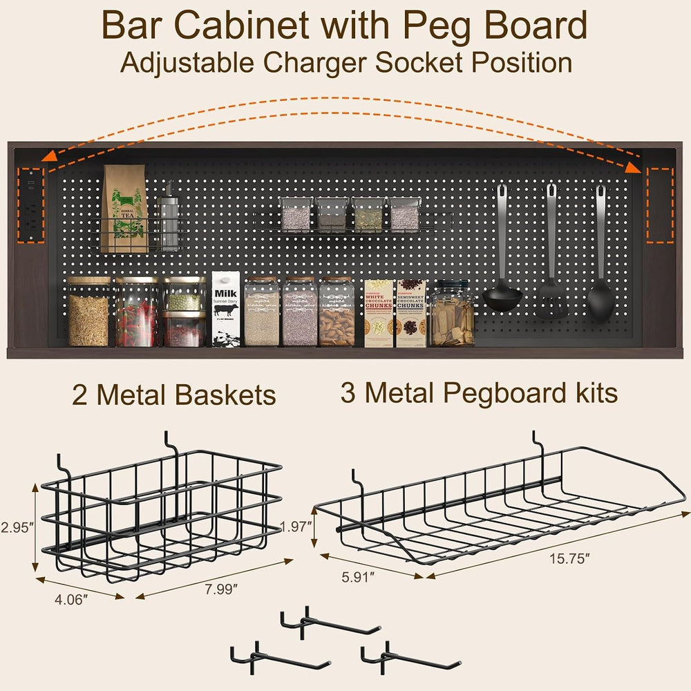 71" Tall Pantry Cabinet with Power Outlet & Pegboard, Kitchen Hutch ...
