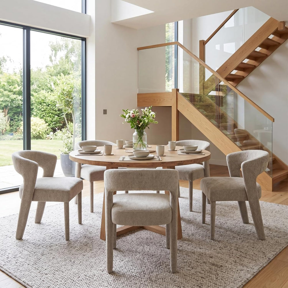 Mid-Century Upholstered Dining Chairs Set of 6, Modern Chenille Barrel Dining...
