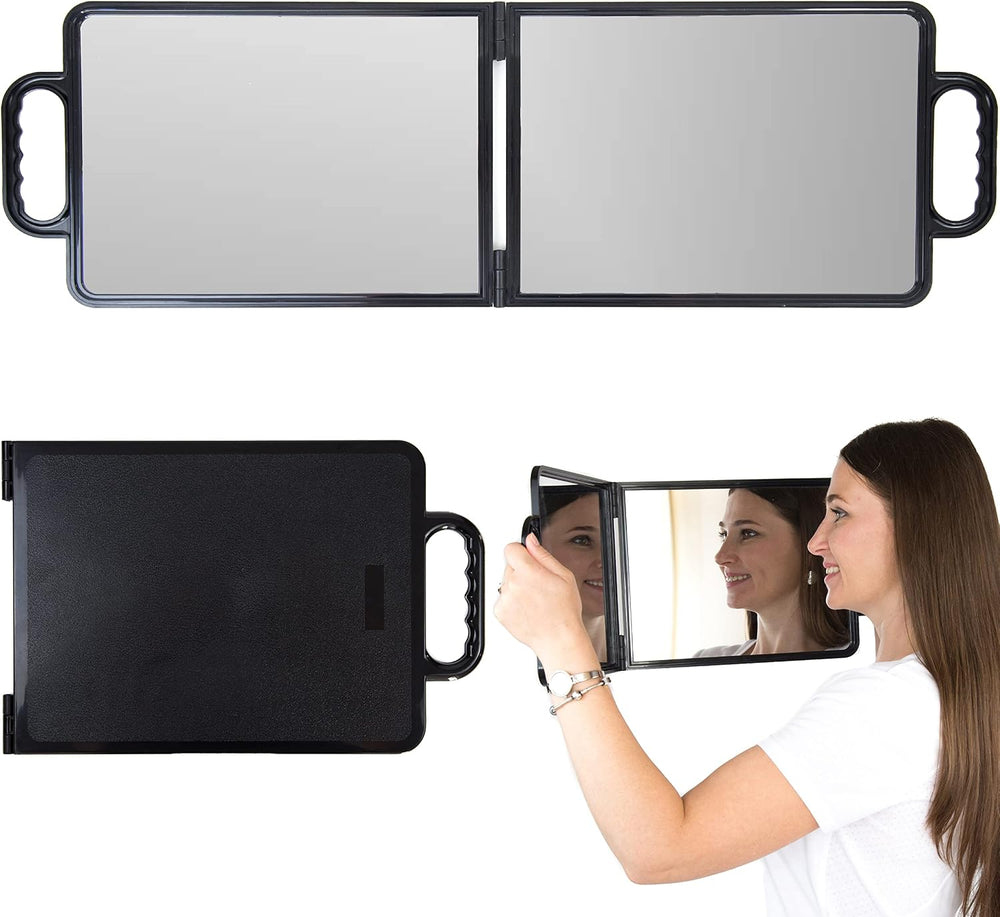 Large Folding Mirror with Double Handle - Rectangular Salon Barber Mirror