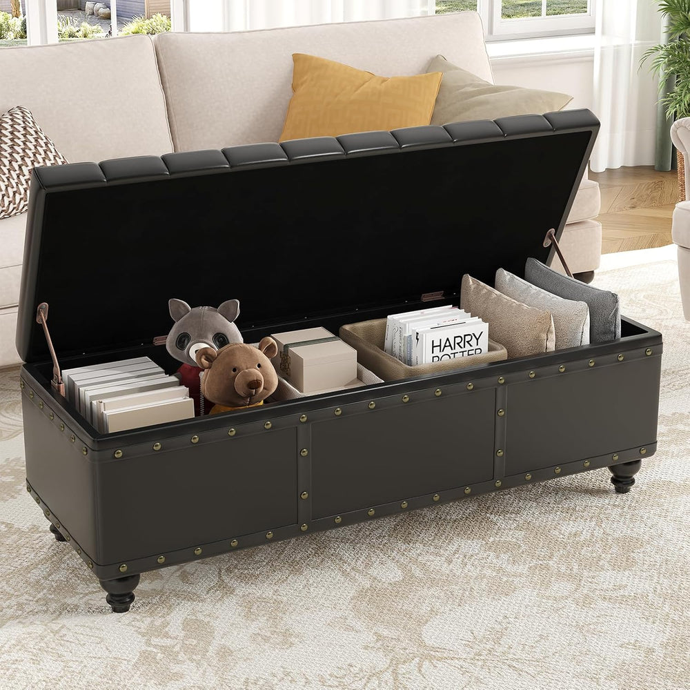 Maupvit Storage Ottoman Bench, Faux Leather Ottoman with Storage, Bench for B...