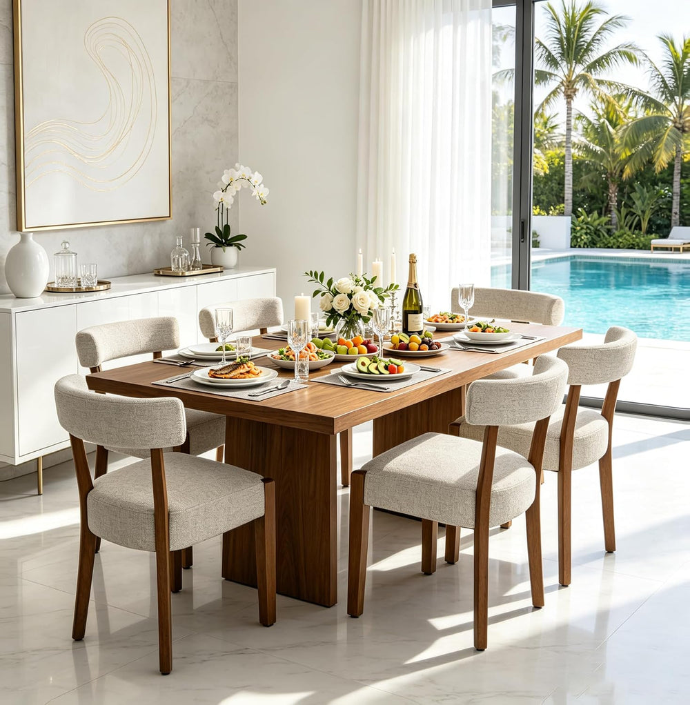 RNKSFX Upholstered Dining Chairs Set of 6, Walnut Wooden Kitchen & Dining...