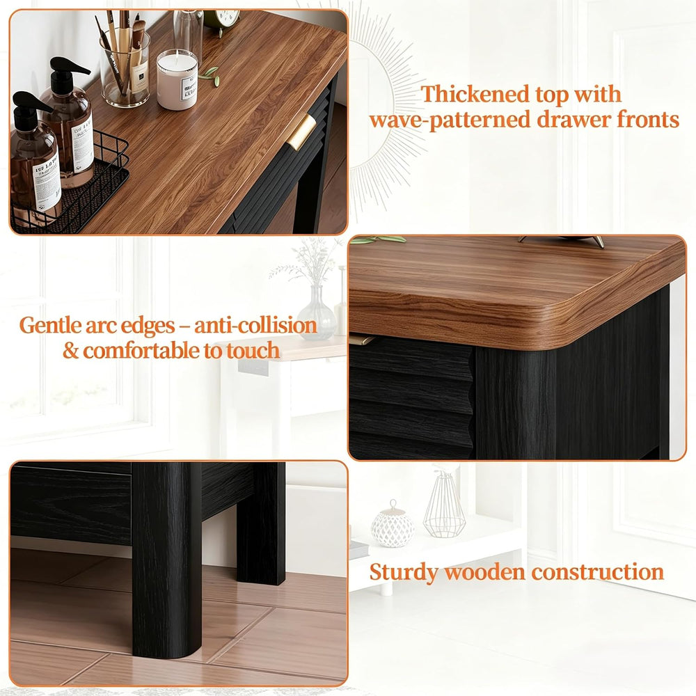 Fluted 47.2" Console Table with Outlets and USB C, Narrow Entryway Table...