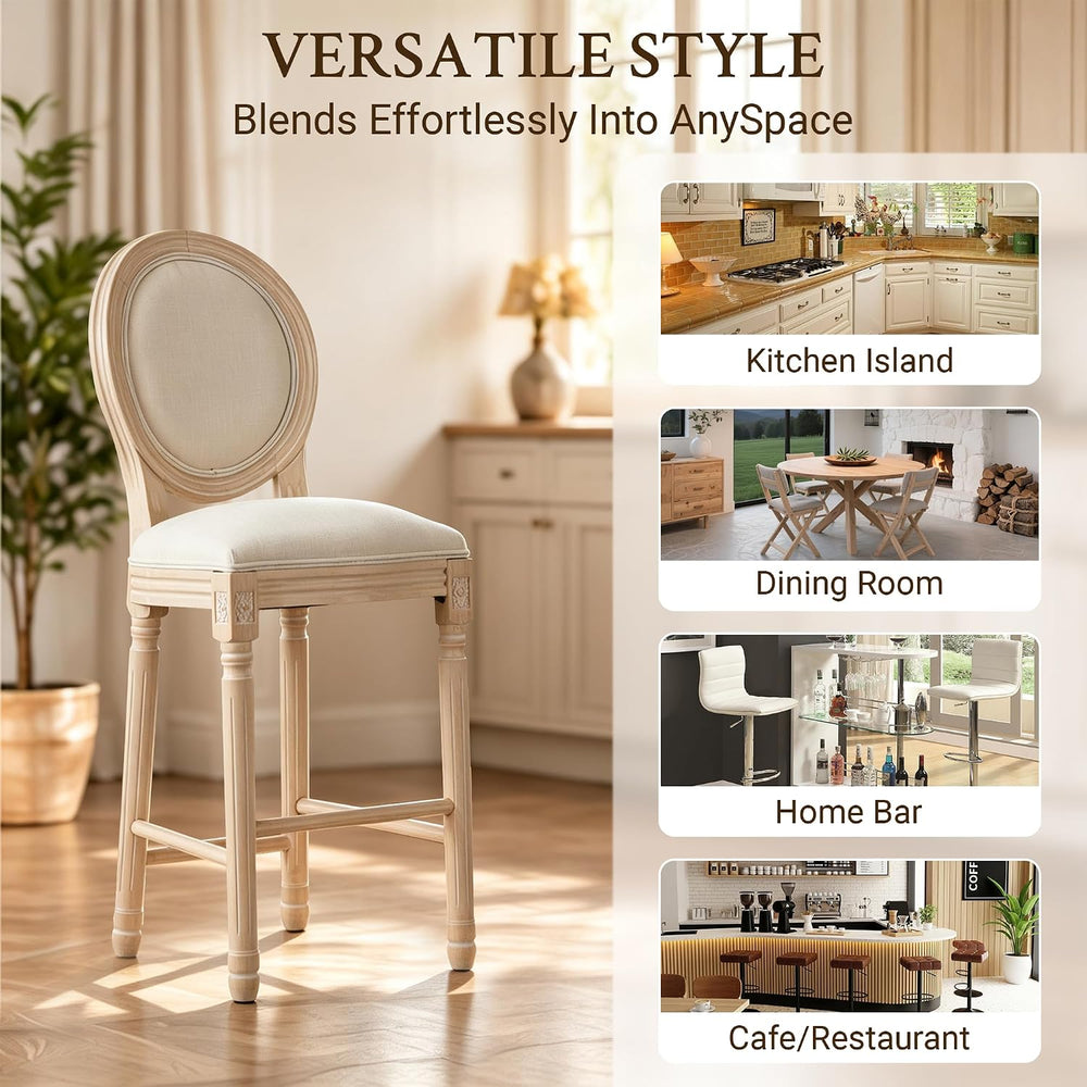 French Country Bar Stools Set of 2, 26" Counter Height Barstools