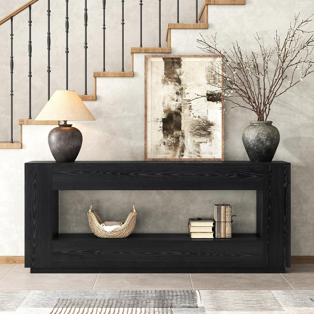 Epecoya 78 Inch Extra Long Console Table, 2-Tier Wood Entryway Table with Sto...