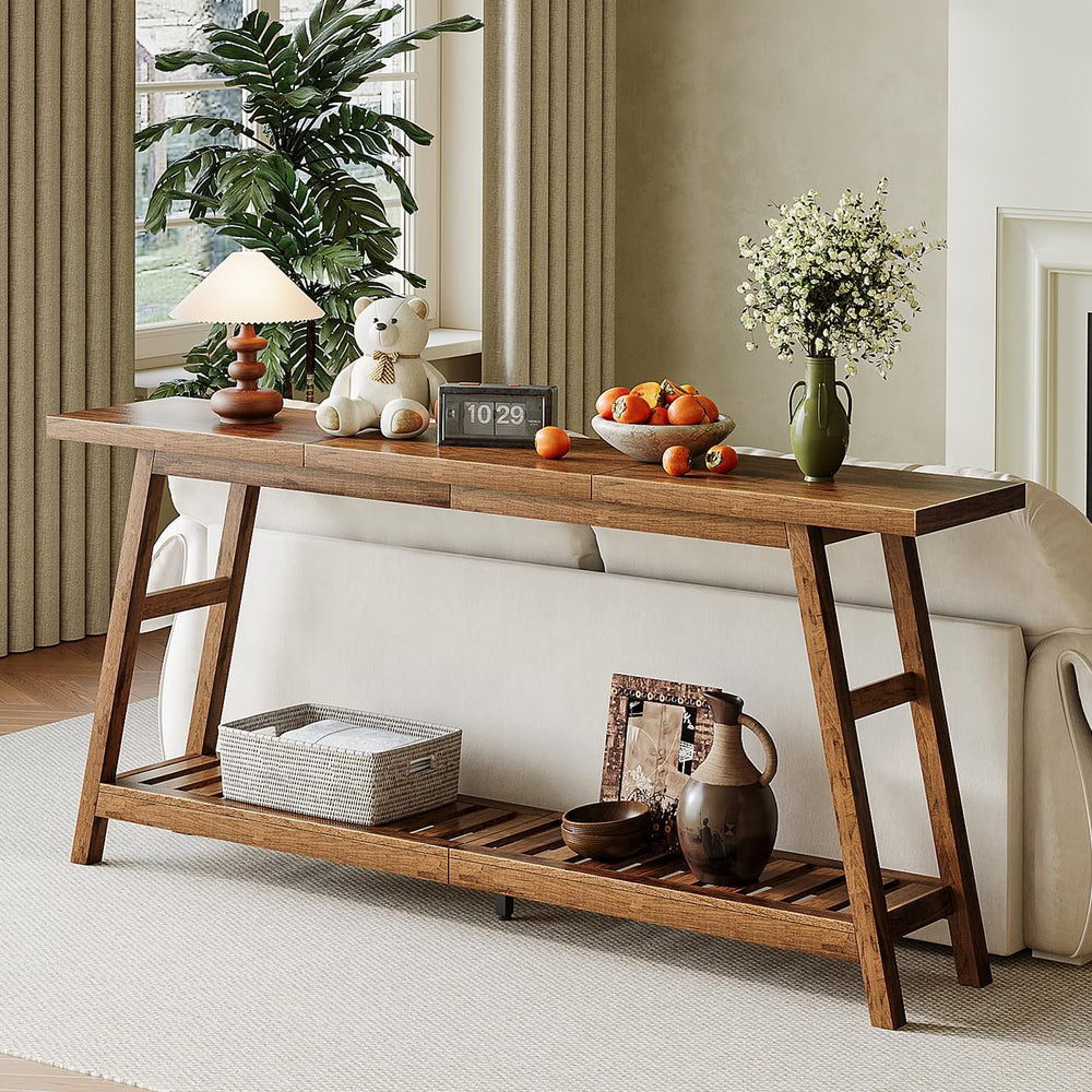 ChooChoo 70.9 Inch Long Console Tables for Entryway, Hallway Table, 2-Tier | ...