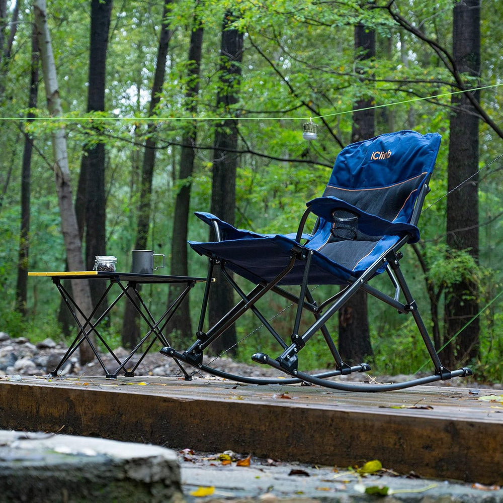 iClimb Padded Folding Rocking Chair Heavy Duty Camping Patio Porch Backyard L...