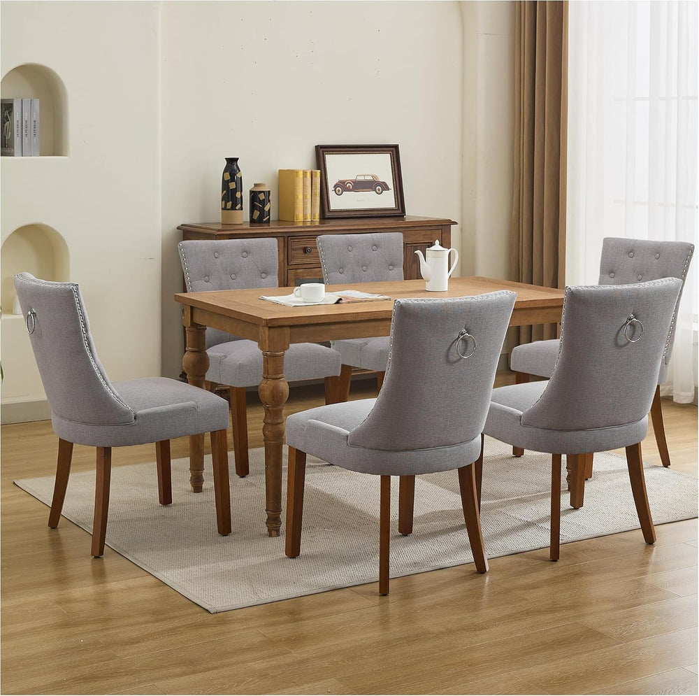 Dining Chairs Set of 4, Modern Kitchen Chairs with Back, Light Grey