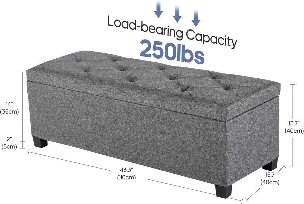 DUMOS Upholstered Storage Bench, End of Bed Ottoman, Extra Large 46.5 Gal (17...