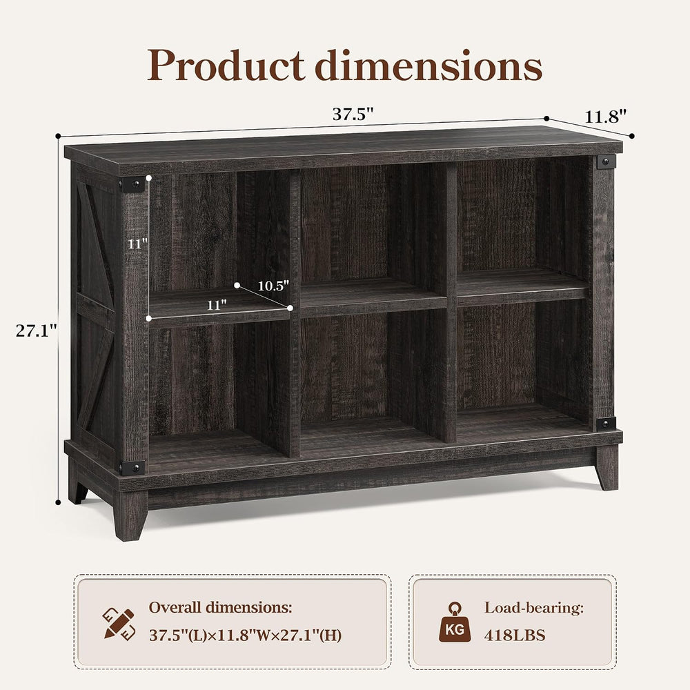 EnHomee Wooden 6 Cube Storage Organizer, Farmhouse Storage for Living Room