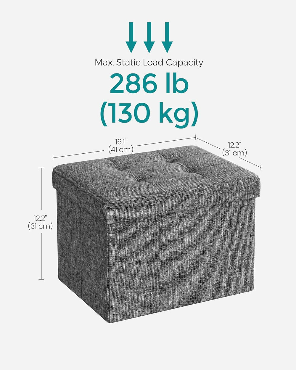 SONGMICS Mazie Collection - Small Folding Storage Ottoman, Foot Rest Stool, 1...