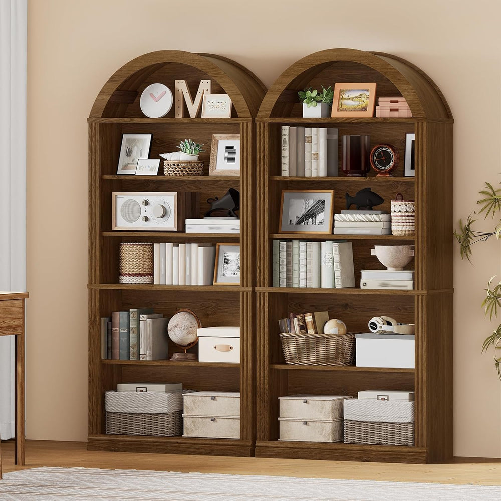 RALGEND Arched Bookshelf, 75.8" Tall Arch Bookcase with Storage, 6-Tier ...