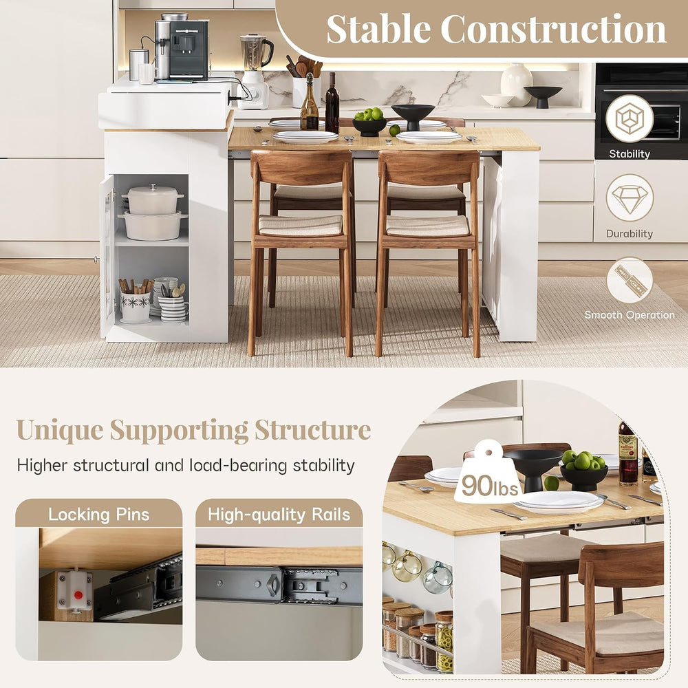 Extendable Dining Table with Storage, Transformer Console Table for 1-4 Peopl...