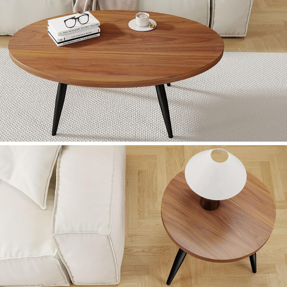 2-Piece Oval & Round Nesting Coffee Table Set