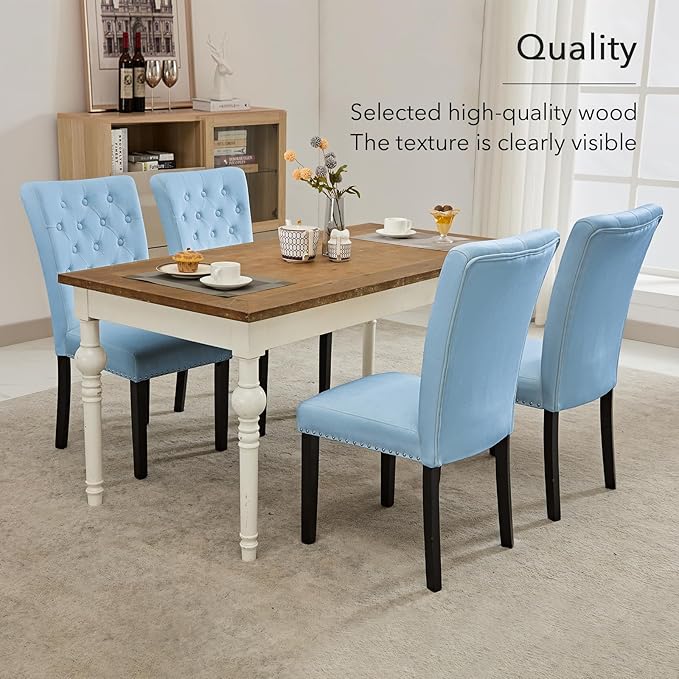 Velvet Dining Kitchen Chair Set of 4, Parsons Upholstered Dining Room Chair, ...