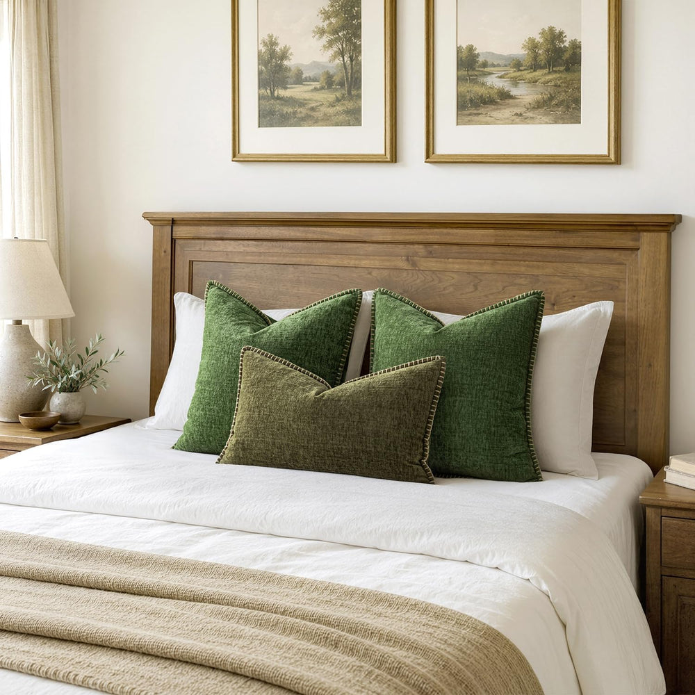 MIULEE Christmas Decorative Euro Sham Pillow Covers 24x24 Inch Forest Green