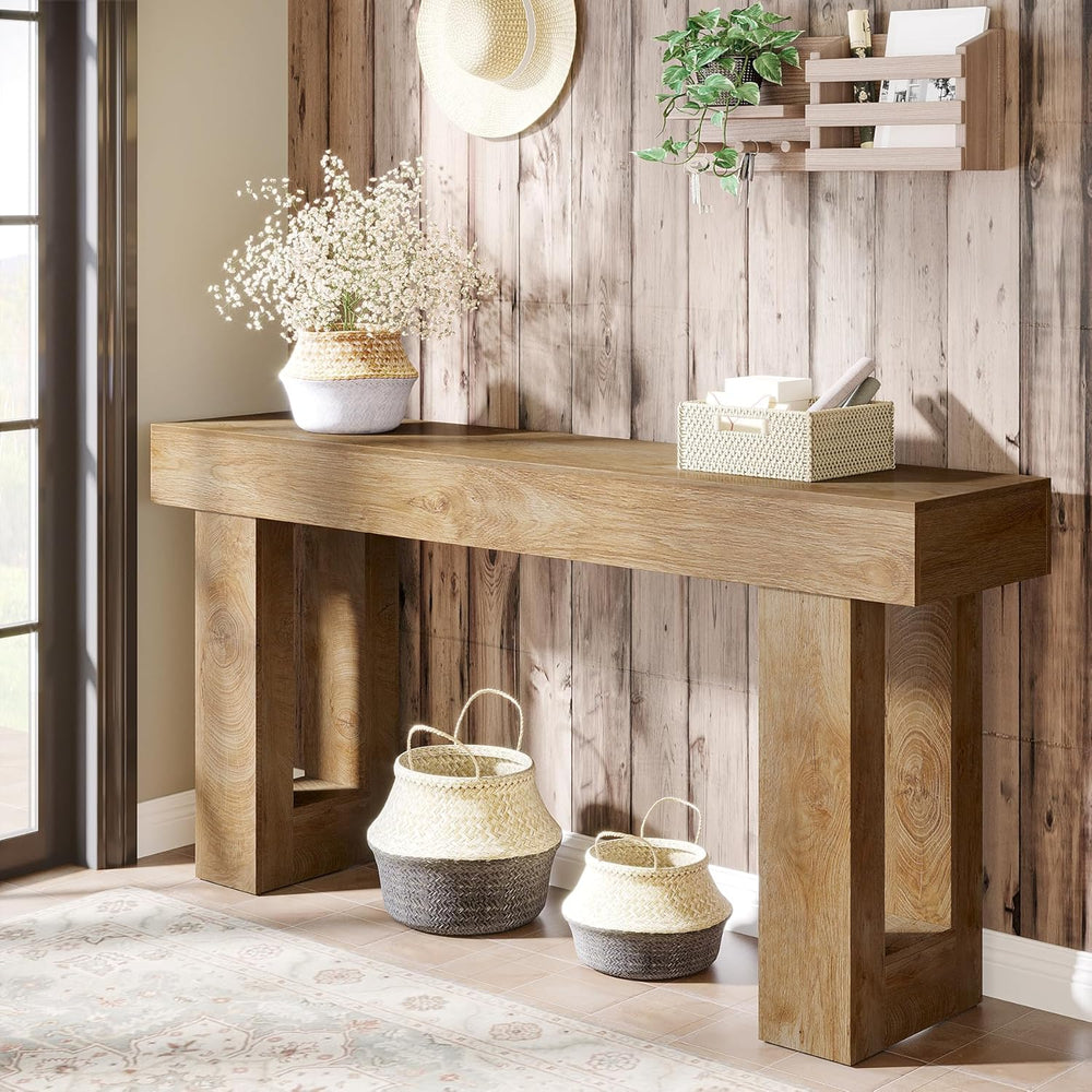 Tribesigns Farmhouse Console Table, 63-Inch Long Narrow Sofa Table Behind The...
