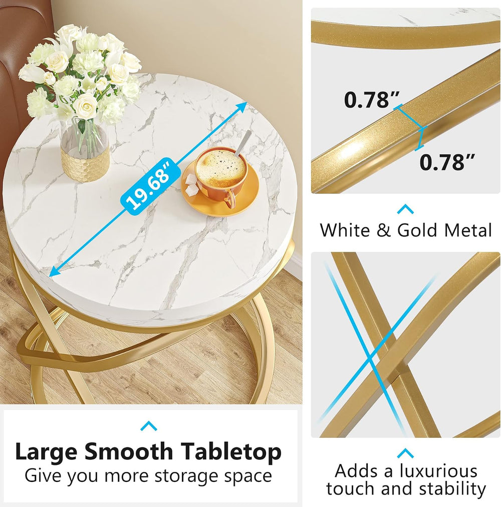 Tribesigns Round End Table with Engineered Wood Tabletop, 26 Inches Round Sid...