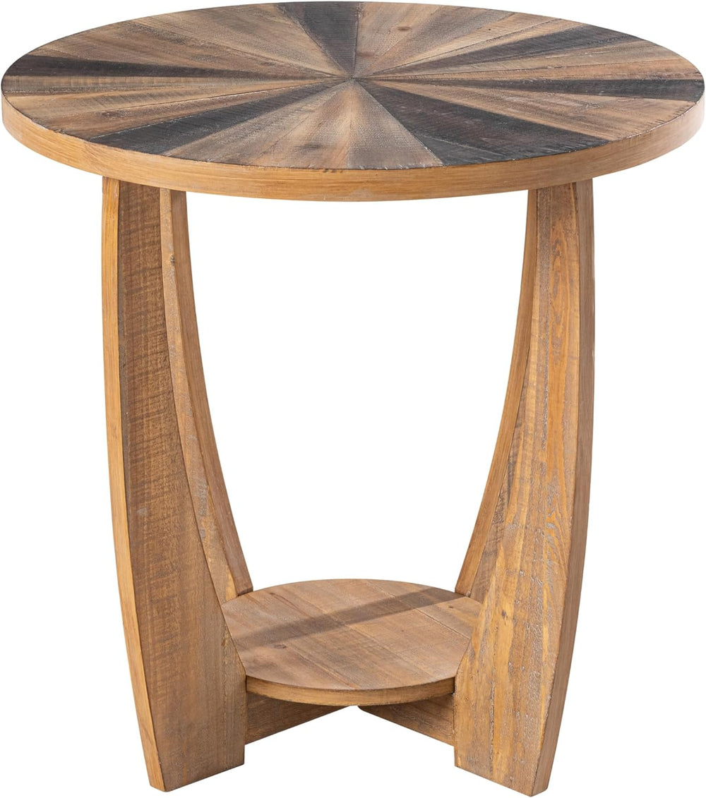 COZAYH Rustic Farmhouse End Table with Storage Shelf, French Country Accent S...