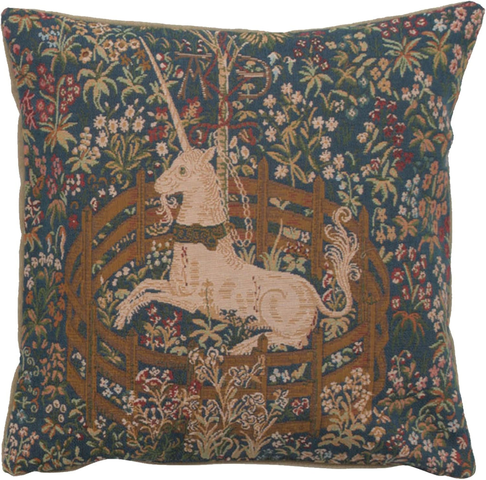 Medieval Licorne Captive II French Tapestry Throw Pillow Cover, 14 x 14 in