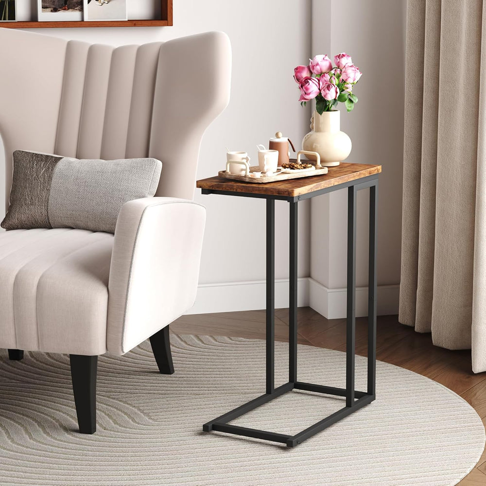 Yusong C Shaped End Table - Slide Under Sofa Couch Bed, Small Table for Small...