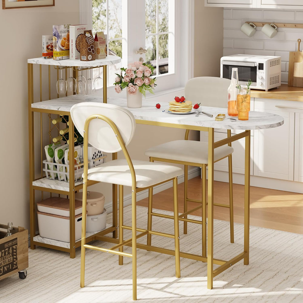 Garvee Dining Table Set for 2, 3-Piece Expandable Bar Table and Chairs Set | ...