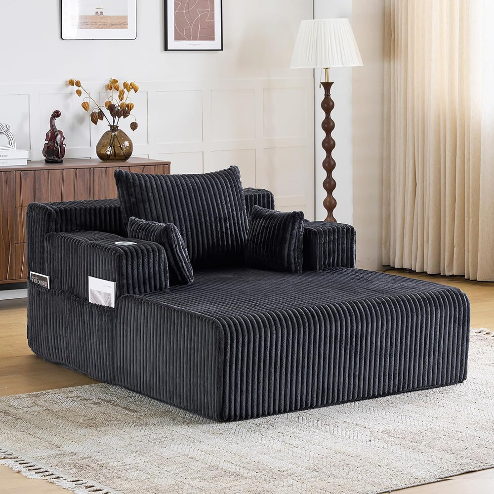 Furnimart 66" Oversized Chaise Lounge Indoor, Upholstered Sofa Bed with ...