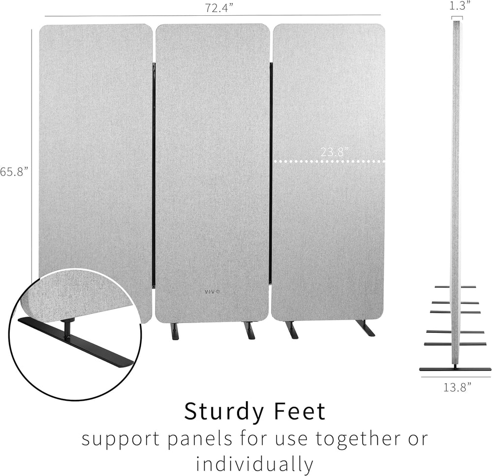 VIVO Gray Freestanding 72 x 66 in Privacy Panel, PP-3-T072G