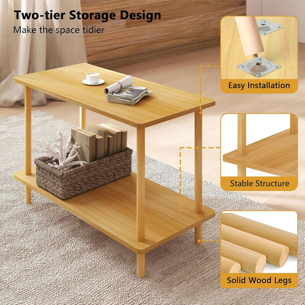 Funecy 2-Tier End Table, Sofa Side Table with Storage, Narrow Side Table, Bed...