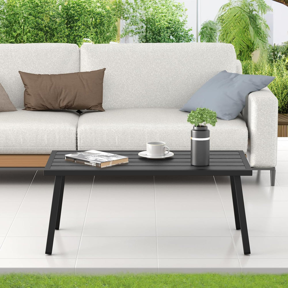 C-Hopetree Small Metal Outdoor Coffee Side Table for Outside Patio, Rectangle...