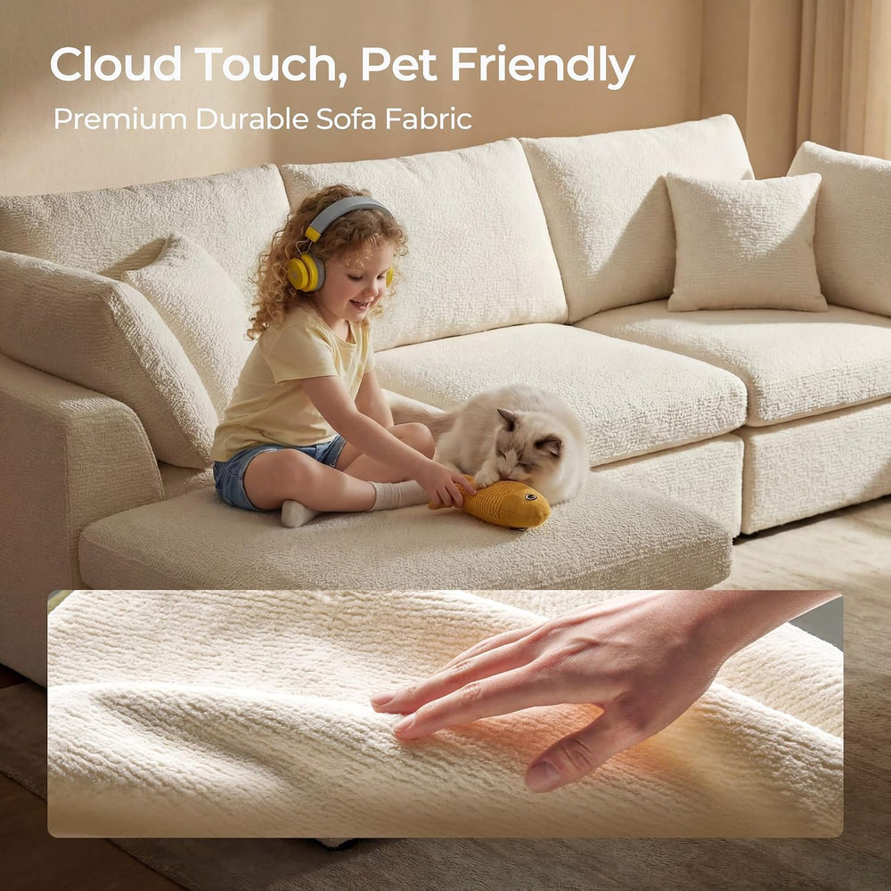 Amsleekey 108" Cloud Sectional Couch with 2 Washable Cover Sets | L-Shap...