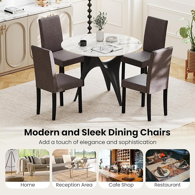 Giantex Upholstered Dining Chair Set of 2, Mid Century Modern Fabric Kitchen ...