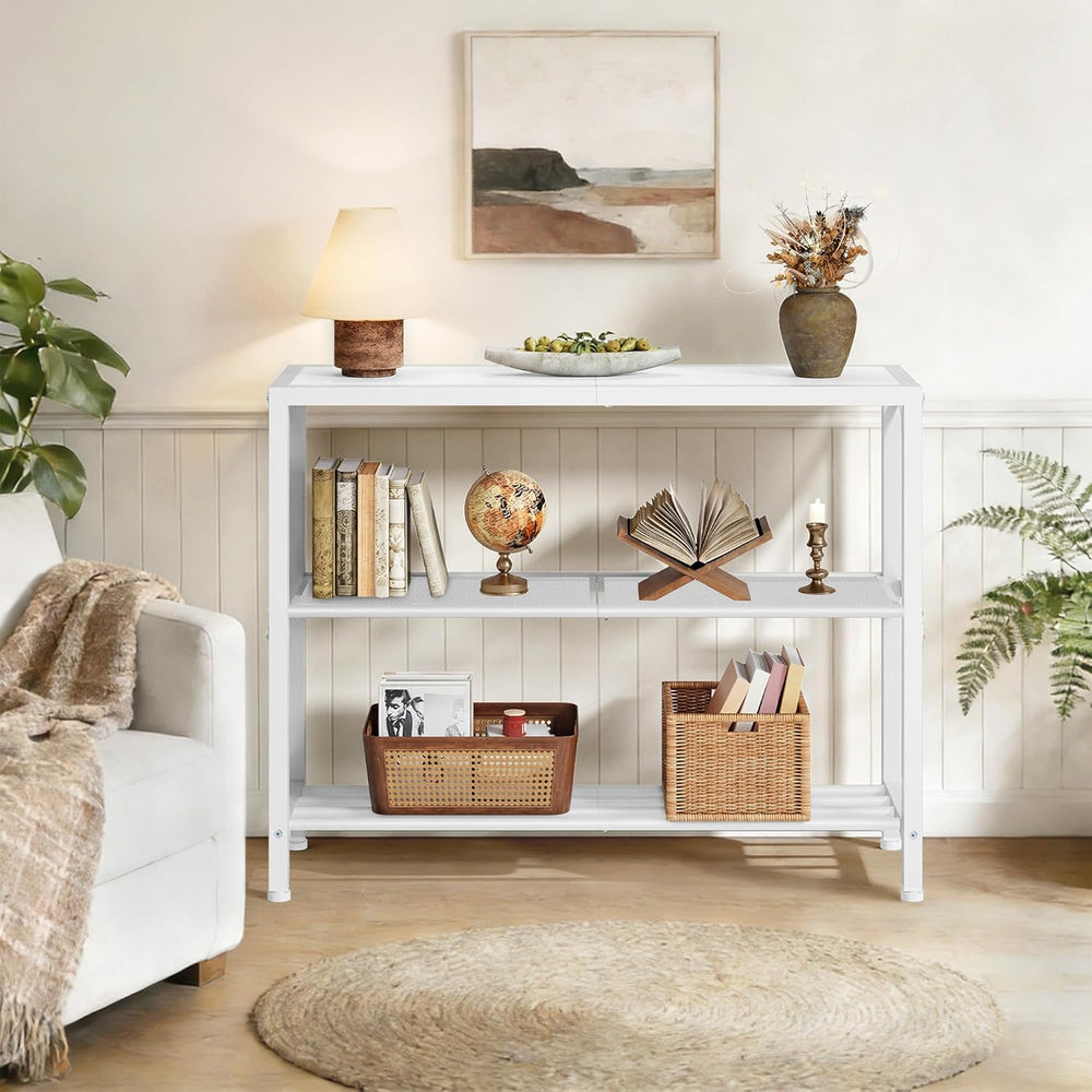 Hoctieon Industrial Console Table, 3 Tier Entryway Table, Metal Frame, Sofa T...