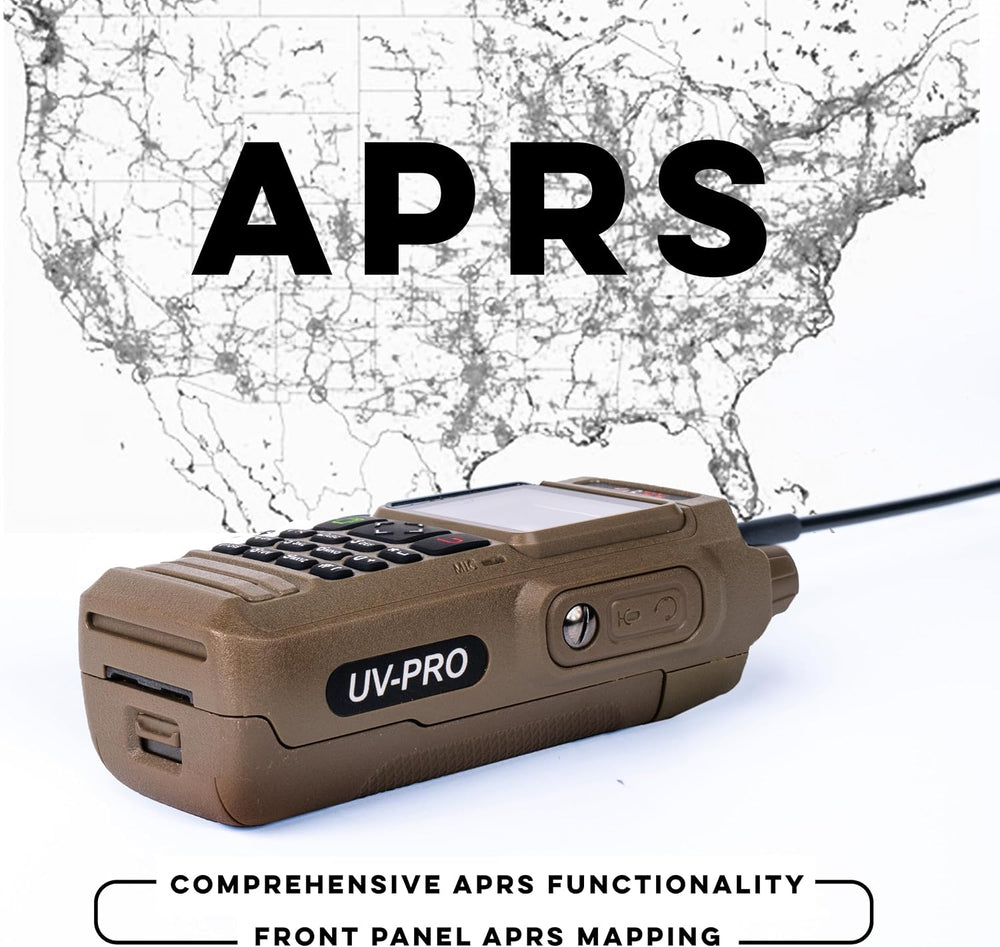 BTECH UV-PRO (TAN) IP67 Dual Band VHF/UHF Two-Way Radio - APRS, Bluetooth, GP...