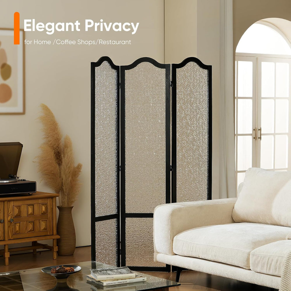 JOSTYLE Acrylic Room Divider, Black, 3-Panel, 67" H x 47.2" W