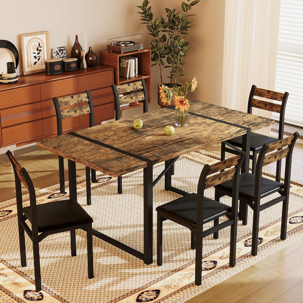 Recaceik 7-Piece Dining Table Set with 6 Chairs, 55" Wooden Kitchen Tabl...