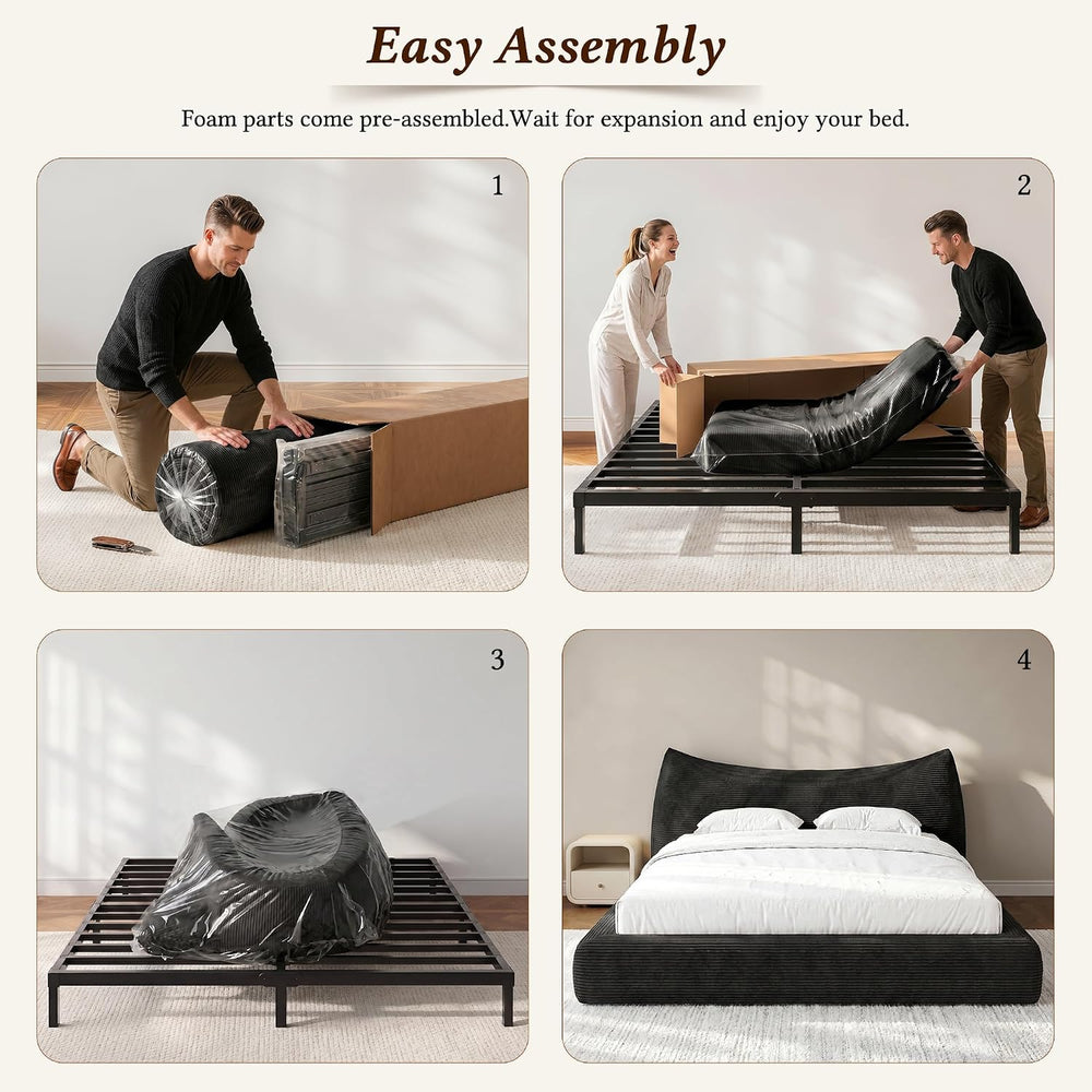 Homkdom Cloud Bed Frame Queen Size with 9.4" Removable Headboard