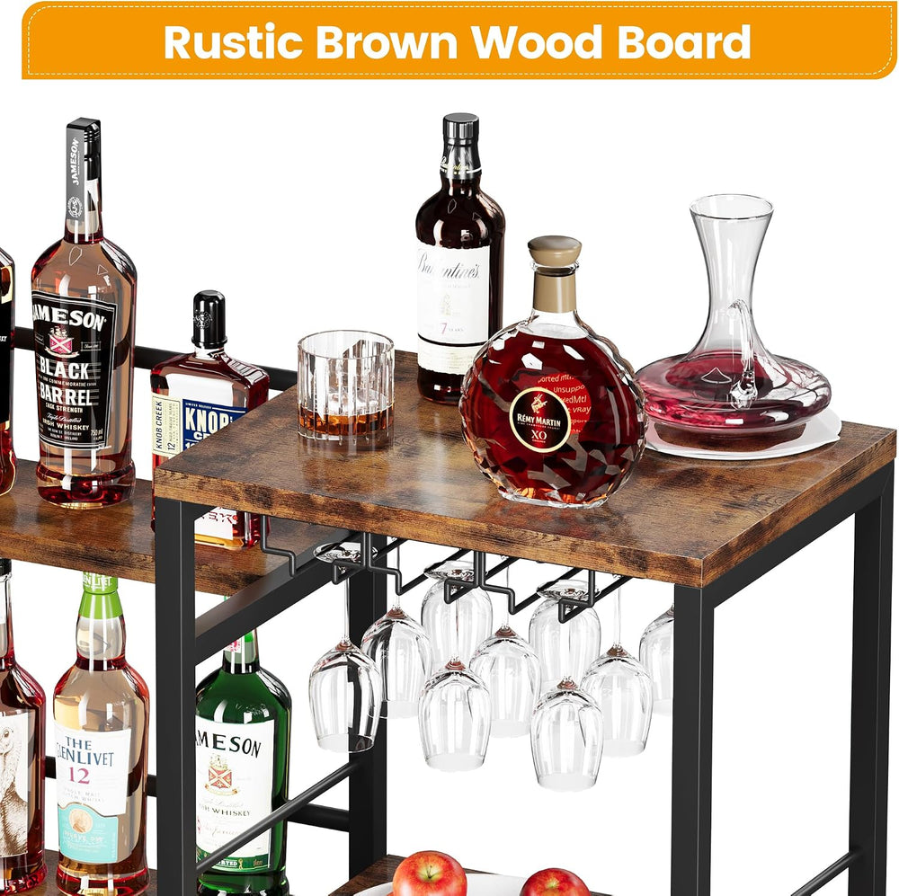 Homeiju Liquor Cabinet Bar for Home Bar, 3 Tier Wine Rack Freestanding Floor ...