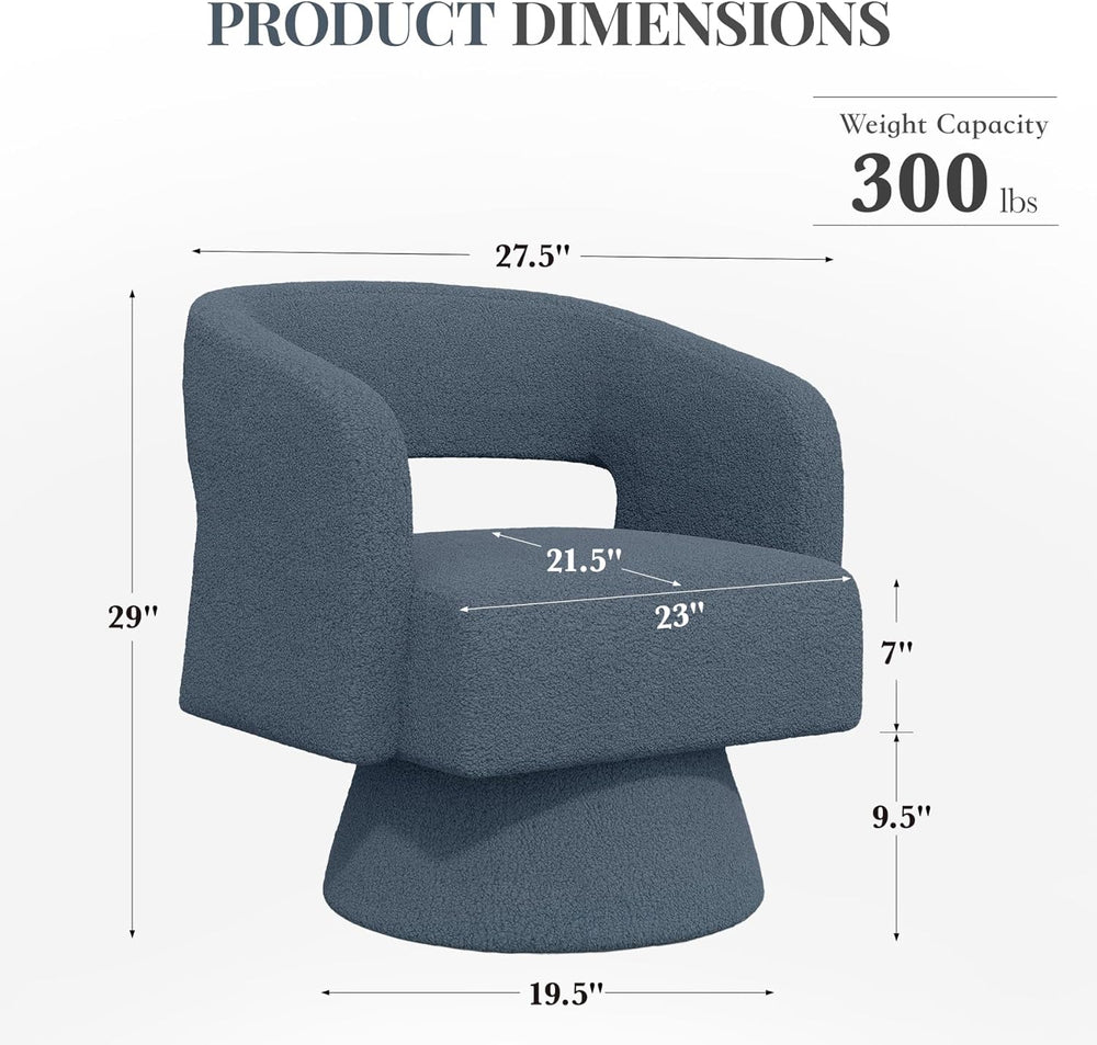 Luxanimarion Swivel Barrel Accent Chair,Oversized Teddy Upholstered Round Swi...